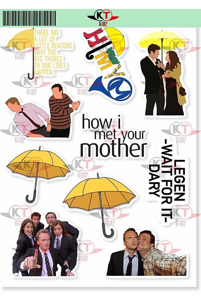 KT Decor مجموعة ملصقات PVC مكونة من 3 قطع تحت عنوان How I Met Your Mother - الهاتف والكمبيوتر اللوحي والكمبيوتر المحمول والكمبيوتر المحمول والكمبيوتر المحمول والمكتبة