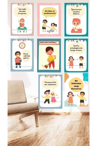 Kt Grup Sınıf Içi Eğitici Çocuk Okul Duvar Sticker Yapılması Gerekenler Duvar...