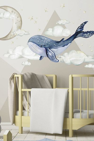 Kt Grup Underwater World Sea Dream Whale Clouds And Stars Wall Sticker