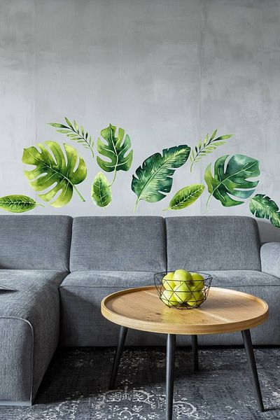 KT Decor مجموعة ملصقات حائط على شكل أوراق استوائية
