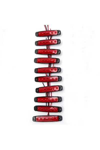 AHMET OTOMOTİV 10 Adet Kırmızı 6 Ledli Parmak Lamba 12v-24v