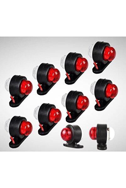 AHMET OTOMOTİV (10 Adet) Tek Ledli Mini Takoz Kırmızı-beyaz 12v-24v