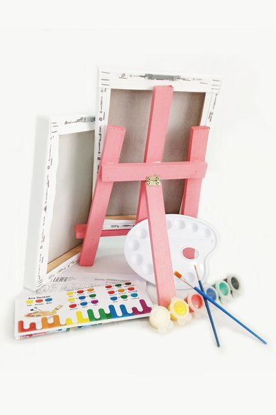 lilafil 2-Piece Painter Set for Girl - Canvas, Brush and Palette Inclus with 20x30 cm Sketch