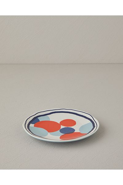 English Home Coachella Bounce Stoneware - Blue and Terracotta Cake Plate