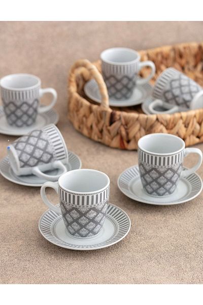 LCW HOME Printed Porcelain Cup Set of 6