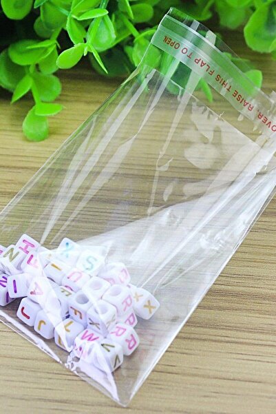 ÜNSALAN HOBİ Bantlı Şeffaf Poşet, Bantlı Şeffaf Jelatin / 10x15 Cm Poşetin Açık Halidir (100 ADET)