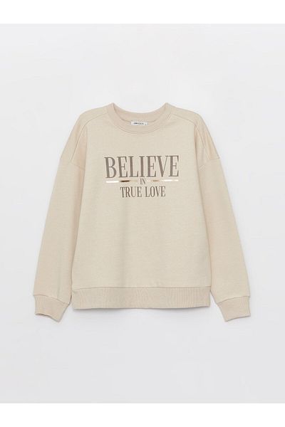 LC Waikiki Dámská mikina Oversize Crew Neck s dlouhým rukávem – potištěná