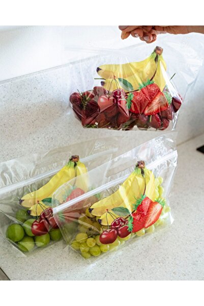 PALPAK Meyveleri Taze Tutan Büyük Boy, Kilitli, Koruma Poşeti 30x33 Cm - 5'li