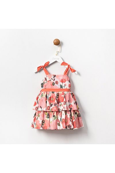 Cumino Pomegranate Flower Patterned Girl's Dress - Stylish and Comfortable