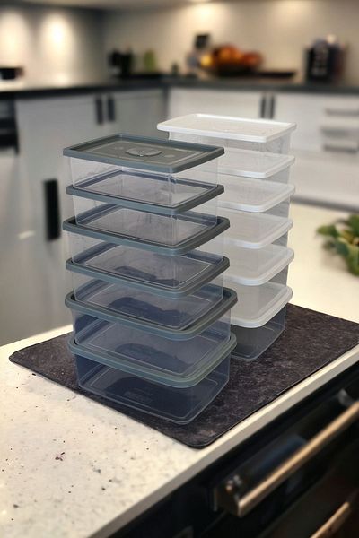 MAVİKÖY 9-Piece Storage Container Snack Bowl Deep Freezer Suitable for Microwave Large: 1500ml Medium: 1000ml Small: 750ml