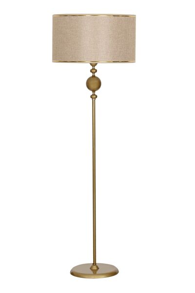 epifanio Oslo Eskitme Tekli Küre Metal Ayaklı Düz Lambader - Gold Şeritli Has...