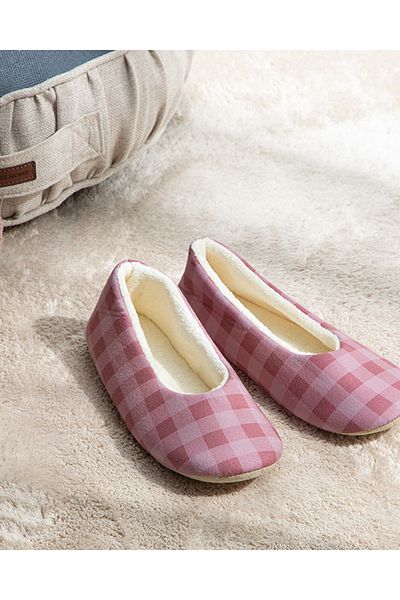 English Home Dried Rose Modern Plaid Women's Home Flats