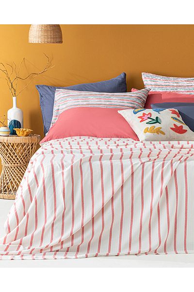 English Home Petite Daisies Viscose Double Pique - Yarn Painted, Pink