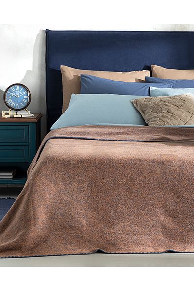 English Home Βαμβακερή διπλή κουβέρτα Melange - Navy Blue/Terracotta