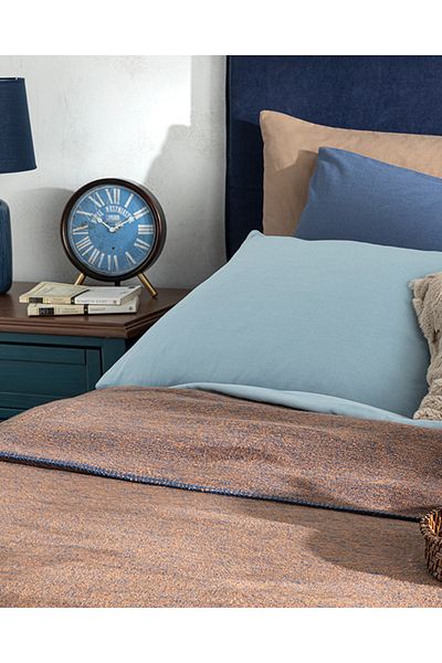English Home Βαμβακερή διπλή κουβέρτα Melange - Navy Blue/Terracotta
