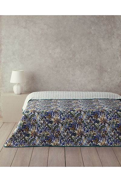 English Home Floral Charm Single Multi-Purpose Blanket Blue