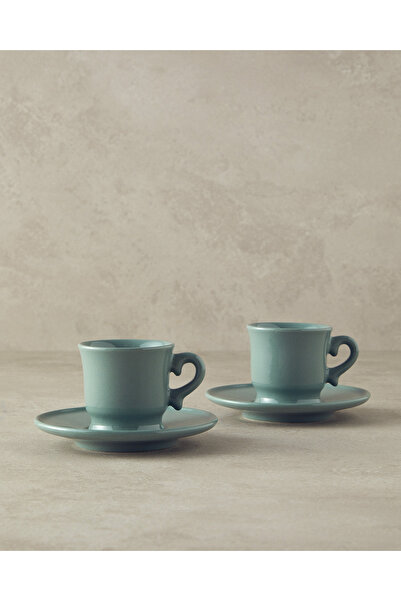 English Home Elite Seramik 4 Parça 2 Kişilik Kahve Fincan Takımı Yeşil