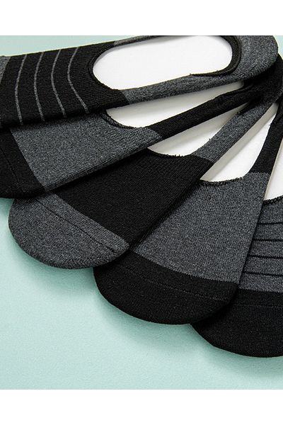 English Home Bellamy Cotton Men's Ballerina Socks Set of 5 - Anthracite/Black