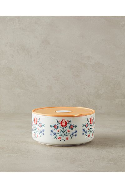 English Home Yellow Carnival Flower Bone China Storage Container