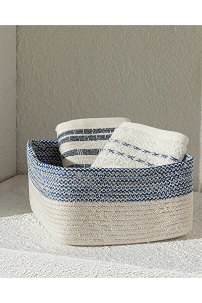 English Home Marina Örgü Sepet Mavi-Beyaz