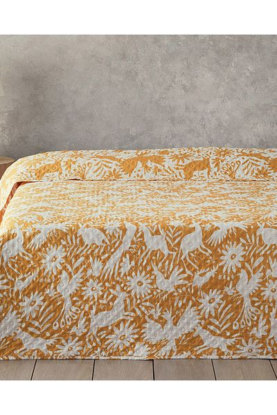 English Home Folk Jungle Double Multi-Purpose Blanket Yellow