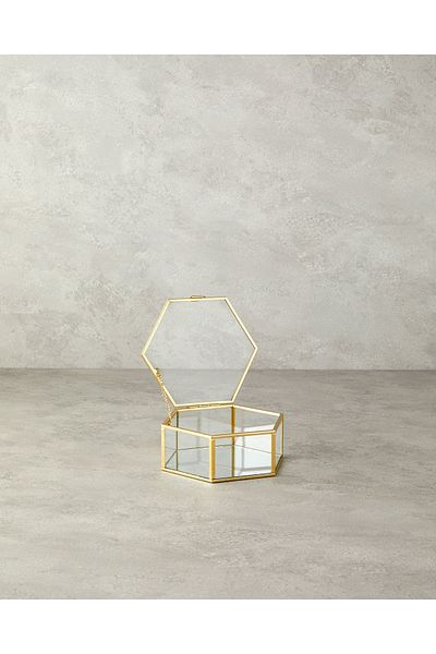 English Home Gold Colored Deluxe Glass Decorative Box