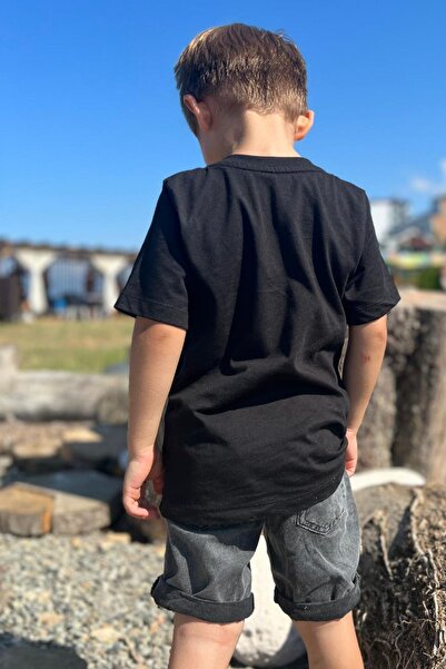 Pollito Children's Black Crew Neck Basic T-shirt 100% Cotton