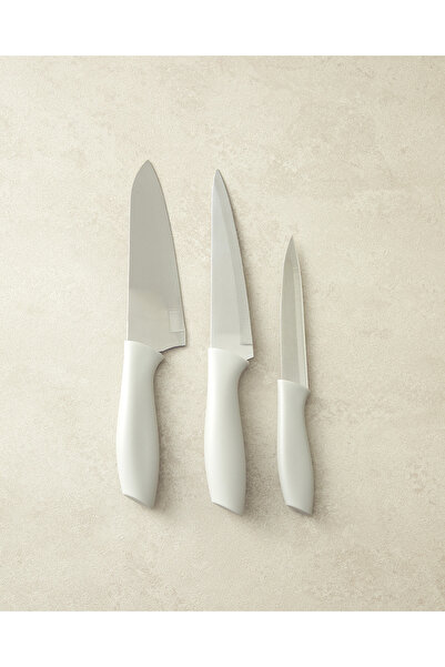 English Home Cross 3’lü Çelik Şef Bıçağı Krem