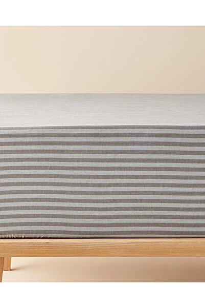 English Home ملاءة سرير مطاطية مزدوجة مخططة أنيقة من نوع أنثراسايت