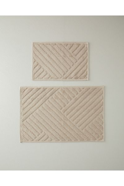 English Home Bézs Linea Cotton Curl fürdőszőnyeg szett