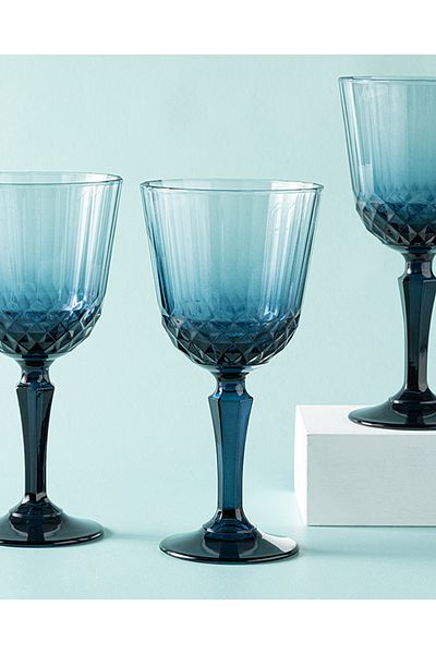 English Home Vivid 3-Piece Dark Blue Glass Goblet - 310 ml