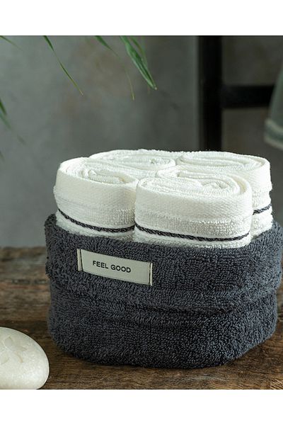 English Home Σετ πετσετών χεριών Quadro Cotton 4 τεμαχίων Anthracite-ecru