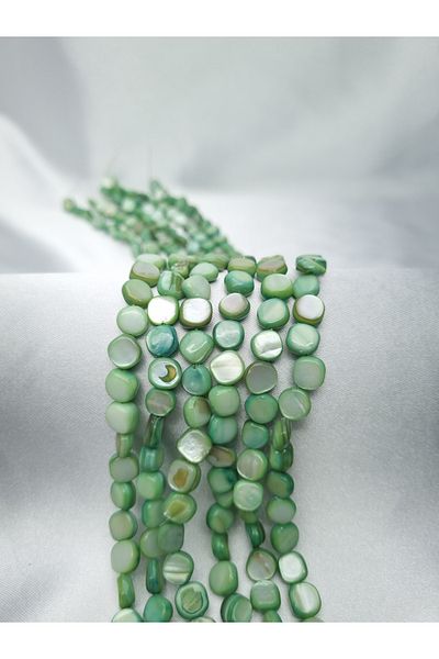 Yüksel Boncuk Green Mother of Pearl Stone - Flat Cut Natural Stone String
