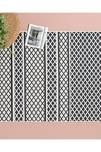 English Home Royal Stars Dokuma Kilim Lacivert - Krem