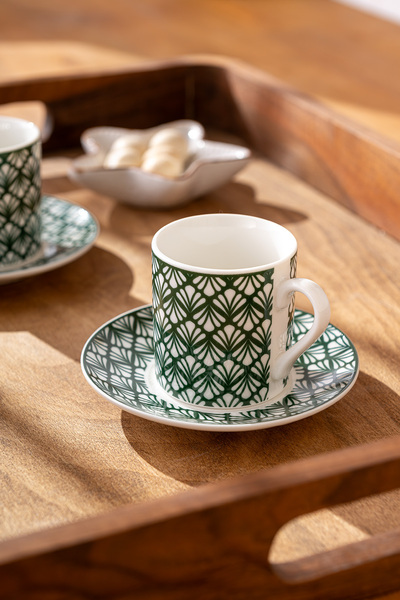 Emsan Overland New Bone 2 - 90 ml Green Personality Coffee Cup Set