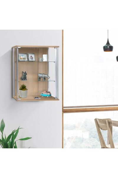 AZUCABİN Ahşap Camlı Duvar Panosu, Duvar Vitrini , Koleksiyon Vitrini