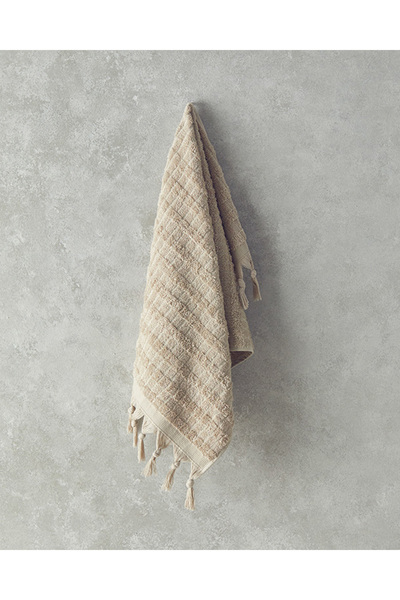 English Home Beige Marvin Cotton Fringed Face Towel