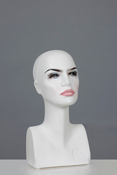 TERZİ DÜKKANI Kadın Makyajlı Kafa Manken, Peruk Mankeni, Büst Kafa Manken