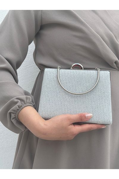 Sh Poly Γυναικείο βραδινό φόρεμα Silver Çupra Clutch Portfolio