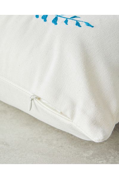 English Home Evie Punch Embroidery Detailed Blue Throw Pillow Decor