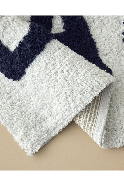 English Home Bath Bliss Navy Blue-White βαμβακερό χαλάκι μπάνιου