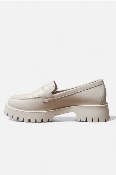 EFAL Μπεζ Γυναικεία Loafer Casual Παπούτσια από γνήσιο δέρμα