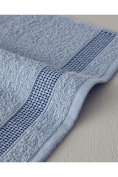 English Home Valeria 4-Piece Cotton Towel Set - White and Blue Bordered