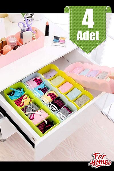 safestore Drawer Organizer 4 Pieces 5 Compartments Sock Tie Storage Box Storage Basket