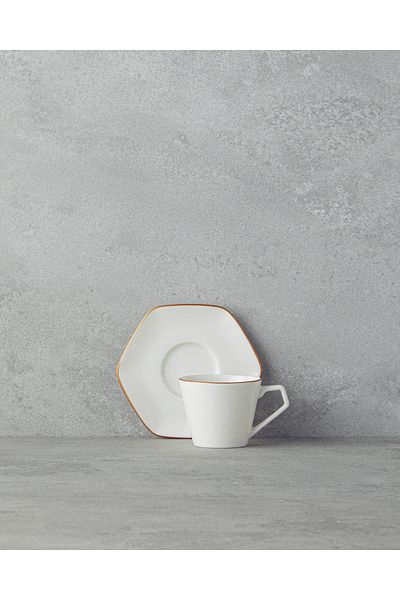 English Home Marlin Bone Porcelain 12 τεμαχίων Σετ φλιτζάνι καφέ για 6 άτομα 80 ml Χρυσό