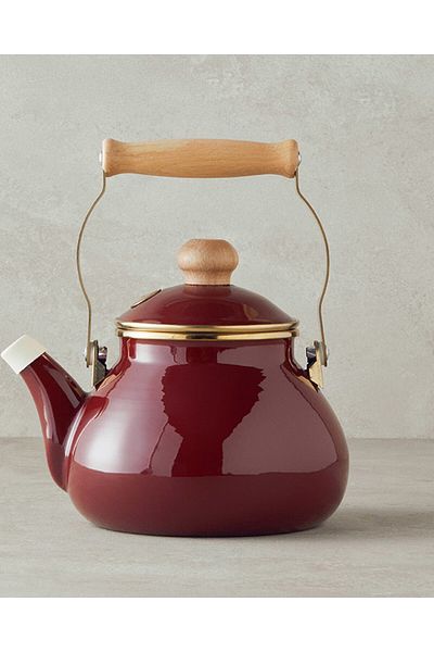 English Home Copenhagen Enameled 2 Liter Claret Red Teapot
