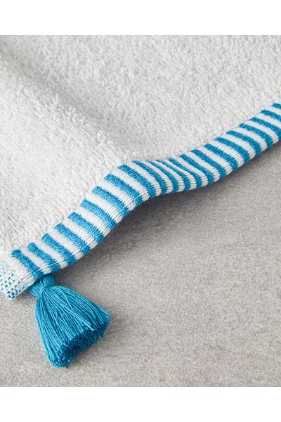 English Home Colorful Lines Cotton Hand Towel Ecru - Blue