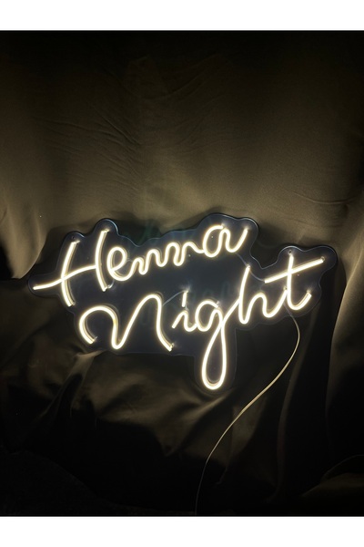 vinyuup Henna Night V3 - Dekoratif Duvar Aydınlatması Neon Led Yazı Kına Orga...