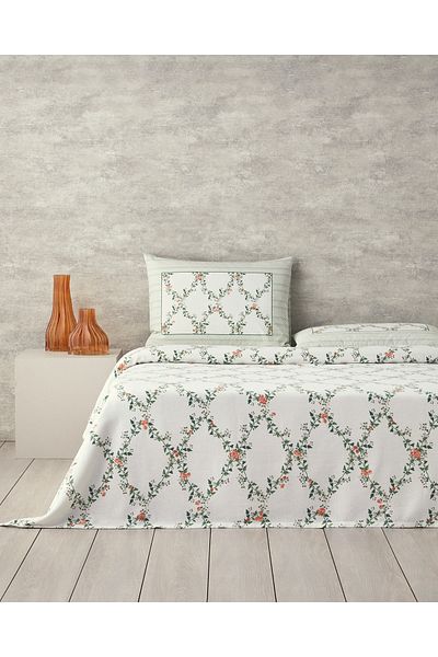 English Home Green Floral Slice Single Pique Set