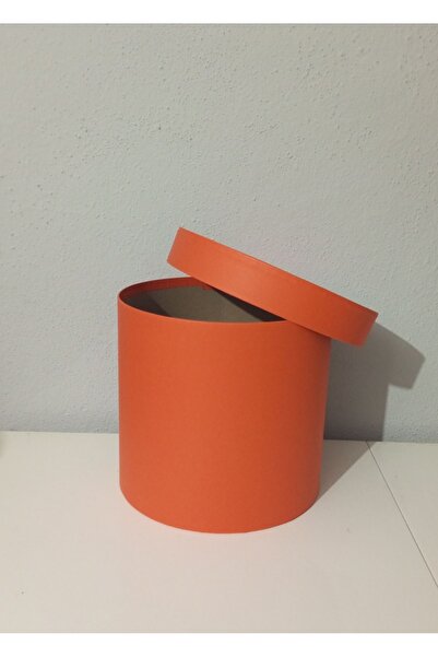 KERİBOX Turuncu Silindir Kutu Çap 21 Yükseklik 20 Cm